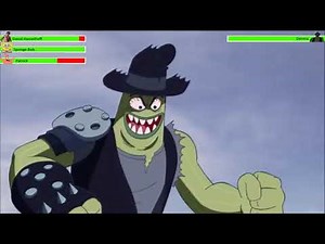 Sponge Bob, Patrick vs Dennis with healthbars