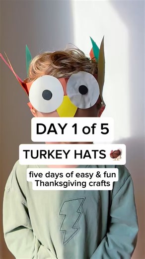 Devan Laudenslager on Instagram: "DAY 1 of 5 - TURKEY HATS 🦃 for this one all you really need is construction paper, glue & a stapler! cut everything out, let them help you glue (or tape) & finish up the rest so they can strut around in their hat saying 🗣️ “gobble gobble!” stay tuned for day 2 tomorrow! tag me in your creations 🫶 #toddleractivities #earlylearning #preschool #2under3 #fyp #thanksgiving #thanksgivingcrafts #thanksgivingcraftsforkids"