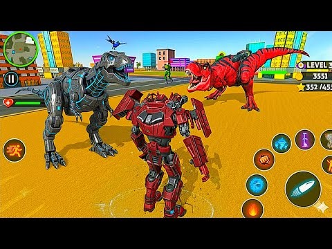 Red Robot Multiple Transformers Dino Car Jet Robot Action 4 - Android Gameplay