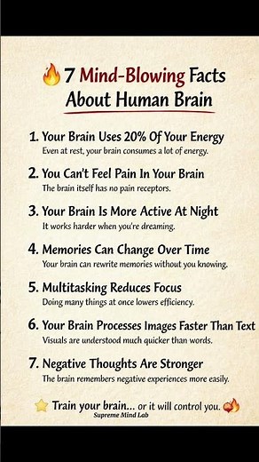 7 Mind-Blowing Facts About Human Brain | Psychology Facts 🧠🔥