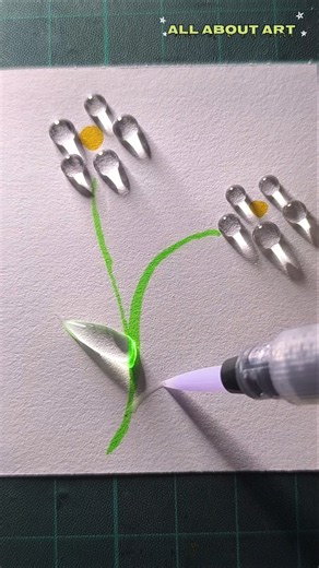 Watch simple painted stems transform into crystal-clear 3D floral art using dimensional gel! 🌸💧