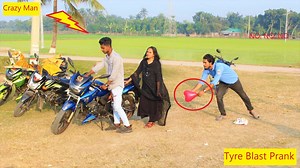 568K views · 8.5K reactions | Tyre Blast Prank with Popping Balloon | CRAZY REACTION with Popping Balloon Prank ON Public #viral #comedy #pranks | Comedy Club | Facebook