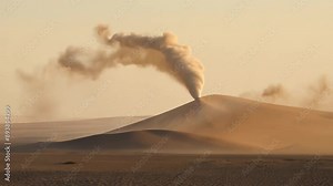 This dust devil forms in a sandy desert landscape. Natural phenomena
