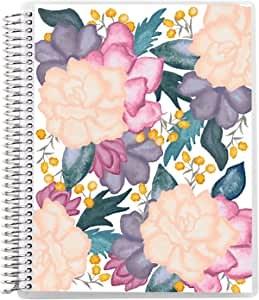 8.5" x 11" Spiral Bound College Ruled Notebook - Watercolor Bouquet. 160 Lined Page Note Taking & Writing Notebook. 80Lb Thick Mohawk Paper. Stickers Included by Erin Condren.