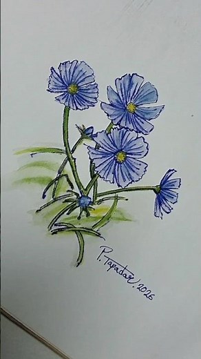 Painting Easy Flowers in Watercolor | 🌸 Step by Step for Beginners.#Art #Drawing #Painting #Flower