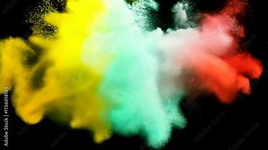 Vibrant color explosion: dynamic clouds of red, yellow, and green burst and blend