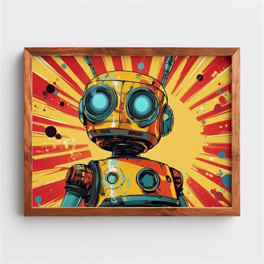 Retro Robot Print - Sci-fi Pop Art, Mid-century Modern (digital Download) - Etsy