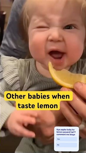 Baby vs lemon : who win | cute baby taste lemon first time