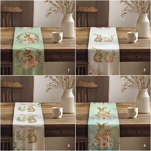 Happy Easter Table Runner|easter Kitchen Decor|decorative Colorful Egg Print Tablecloth|bunny Print Holiday Decor|spring Tablecloth - Etsy