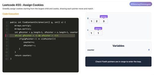 #leetcode #algorithm #dsa #coding #codevisualization #greedyalgorithm #twopointer | Nataraaj Shanmugam