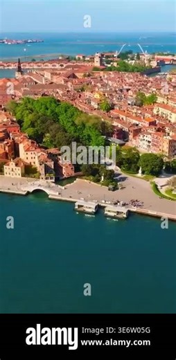 Aerial drone view of Venice Italy historic canals, architecture, bridges, and scenic cityscape Stock Video Footage - Alamy