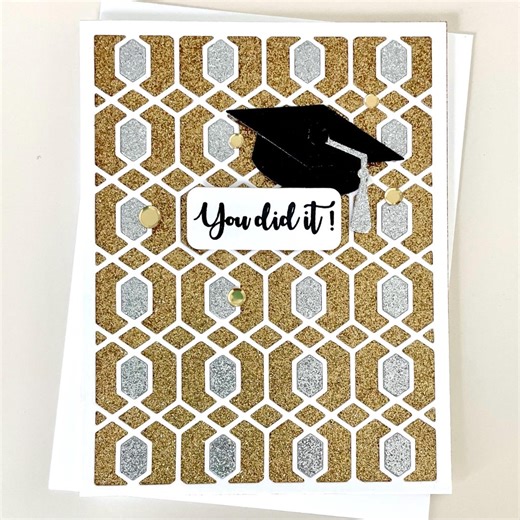 Handmade Glitter Graduation Card: Black Hat, Fine Gold Silver Congratulations - Etsy
