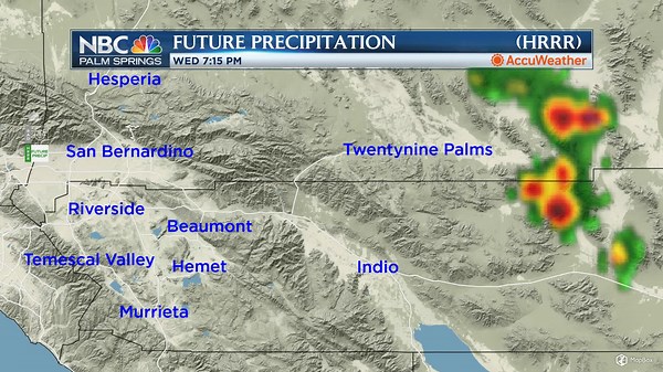 Showers & Thunderstorms Today! Here's a look at the latest HRRR weather computer run with the whens and wheres we'll experience storm cell activity today in Southern California. I'll have your full Coachella Valley-area forecast late this morning at 11a on @NBCPalmSprings. | NBC Palm Springs