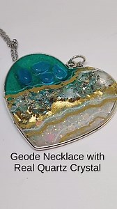 Boho Geode Crystal Necklace: Handmade Bohemian Stainless Steel Jewelry - Etsy