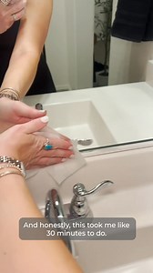 4.1K views | 6.5 months pregnant and still pulling off a full bathroom upgrade in just 30 minutes?  That’s the magic of MirrorMate frames. Jenna (@DIYWITHJENNA) tackled her second frame install with zero tools, zero stress—and a result that looks professionally done. The style: Hudson Midnight Steel, a sleek, modern finish that completely transformed her mirror (again!). | MirrorMate Frames | Facebook