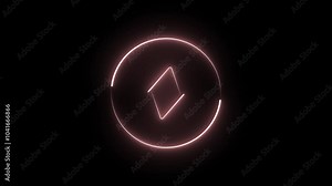 Energy Icon Animation.neon Electric Icon Animation With Glowing Circle, Light Energy Ecology Background. Neon music sheet. Line art. Musical symbols. Isolated on black background. Neon lines.
