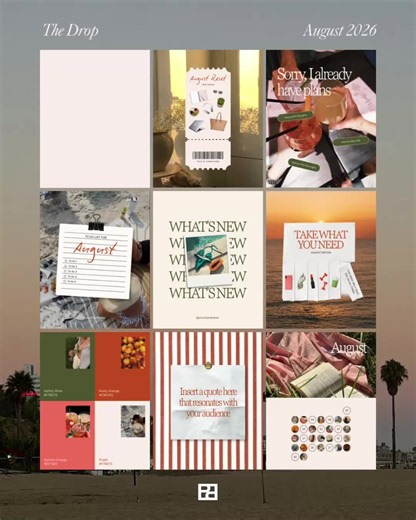 The August Drop is here! 🍊🩴 Get these fully-customizable Canva templates delivered straight to your inbox when you subscribe to The Drop, our monthly social media template subscription. Click the link in our to sign up!