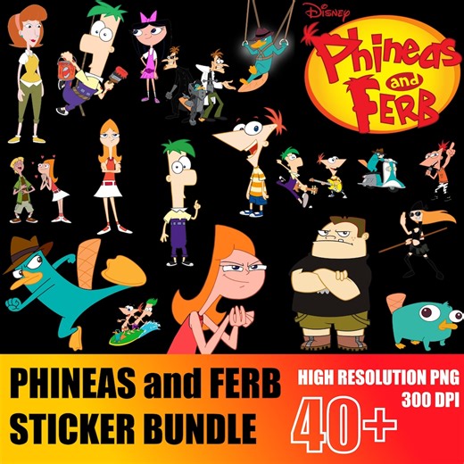 Phineas and Ferb Sticker Bundle | Cartoon PNG | Cricut Silhouette Digital Download - Etsy UK