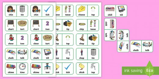 'ch' and 't' Minimal Pair Dominoes