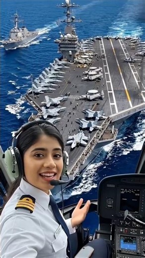 Hello friends, I'm currently flying over the ocean, and I can see a huge aircraft carrier right ...
