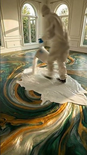 Emerald Gold Epoxy Floor Transformation 🤯✨ #epoxyfloor #luxuryhome