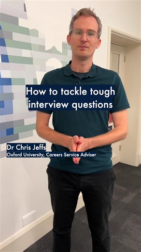 'Prepare your answers, prepare your delivery.' Oxford University Careers Service's Dr Chris Jeffs explains how to deal with tough interview questions. #CareerTips #JobAdvice #CareersAdvice #CareerMyths #CareerHack #Oxforduni #OxfordUniversity #InterviewAdvice #InterviewTips | University of Oxford