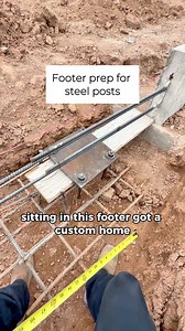 Before setting a steel post, make sure your footer is ready for the load — that means proper depth, rebar reinforcement, and anchor bolts or plates set before the pour. A solid footer = a solid post. 💪🦺 | Freestone Built
