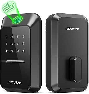 Fingerprint Door Lock Keyless Entry Door Lock Deadbolt Lock with Code Mechanical Key Keyless Deadbolt, Non-Wi-Fi, Black