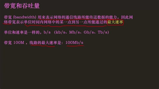 计网二：网络接口层4_网络性能指标：速率、带宽和吞吐量