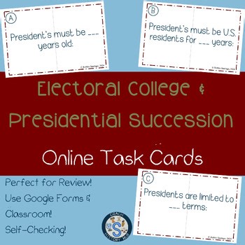 President Electoral College Google Digital Task Card Activity No Prep Assessment