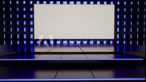 Animated background with colored lights with a white screen suitable for use in displaying a marketing product, a marketing video, or images for an advertised purpose.