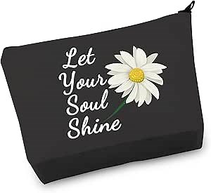 JXGZSO Flower Daisy Bag Let Your Soul Shine Zipper Pouch Toiletry Bag Friends Gift For Daisy Flower Lover (Soul Shine B)