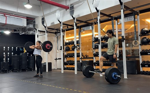 CrossFit 2024.09.11 两人搭档完成155次后蹲84KG，60次高翻84KG=12分42秒