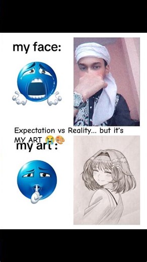 Expectation vs Reality… but it's MY ART 😭🎨 #firstshortvideo #art #animeart #waguri #viral #shorts