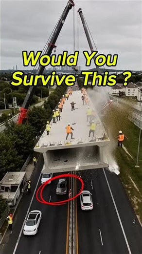 Caught Live : Massive Bridge Collapse Over Highway #fail #construction #shorts