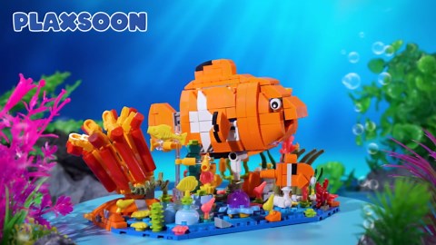 3 in 1 Animals Fish Turtle Octopus Building Set, Poseable Ocean Animal Building Block Toy for Office Home Decor, 525PCS Sea Creatures Kit, Birthday Gift for Adults Kids Boys Girls Ages 8-12+