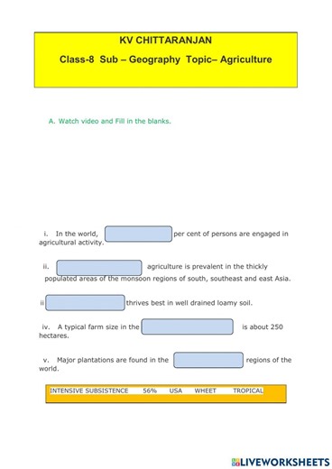 Geography test exercise