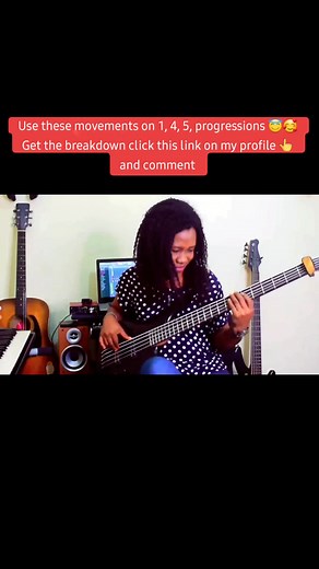 Use these movements on 1, 4, 5, progressions 😇🥰 Get the breakdown click this link on my profile 👆 and comment #basstutorial #basslady_ #viral #fyp #learn