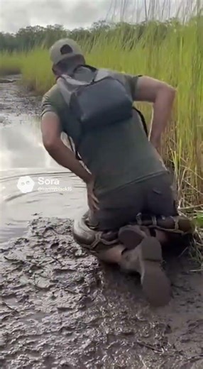Big Python Grabs Man 😱