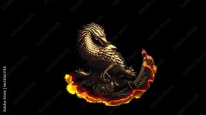 Animated Metal Dragon Emblem. Animation on the theme of signs and emblems, images and icons, icons and symbols, fantasy and fairy tales.
