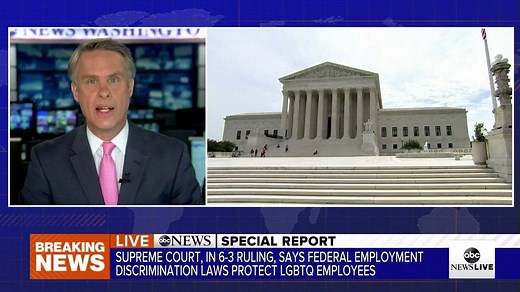 88K views · 2K reactions | ABC NEWS SPECIAL REPORT: Supreme Court issues historic ruling saying federal employment discrimination laws protect LGBTQ employees: "It is hard to overstate the significance of this." https://abcn.ws/2MZuZv5 | ABC News | Facebook