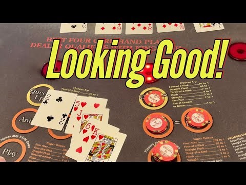 4 Card Poker Live In Vegas! 3X Bets Three Times In a Row!