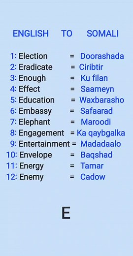 Bilingual Translation: English to Somali and Vice Versa