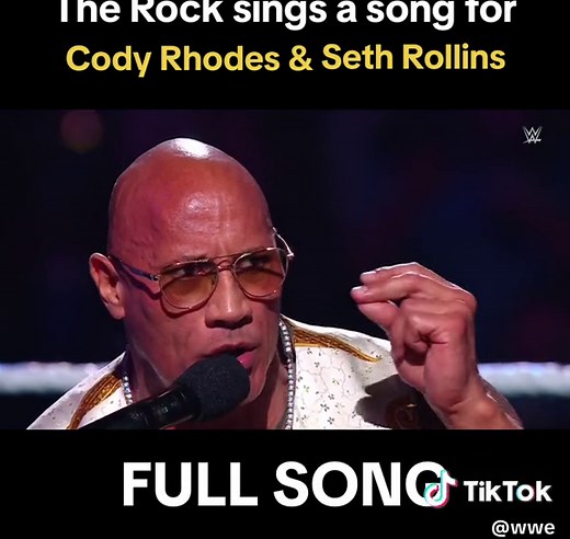 @The Rock’s hilarious song for his #WrestleMania opponents, @Cody Rhodes and #SethRollins, deserves to be viewed in its entirety! 😂🎶 #WWE #TheRock #SmackDown #CodyRhodes