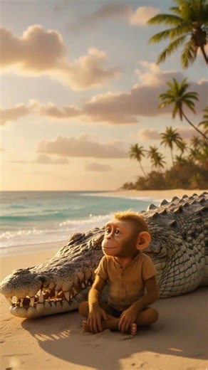 baby 🐒 monkey Alex and crocodile story