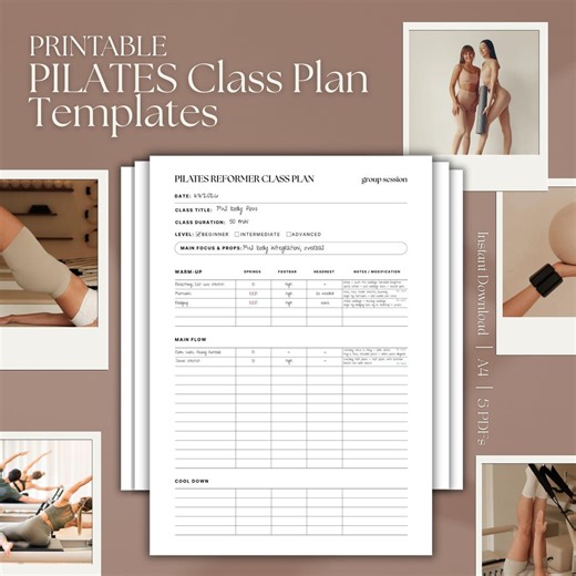 Pilates Class Plan Templates – Printable PDF Bundle (reformer & Mat) - Etsy UK