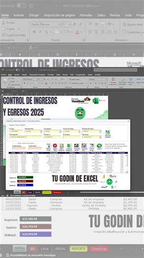1.1K views · 5 comments | Sistema para Control de Ingresos y Egresos 2025 en Excel. ✅ Visitanos en www.tugodindeexcel.com 六‍ #excel #finanzas #contabilidadyfinanzas #contabilidad #VBA | TU GODÍN De EXCEL | Facebook