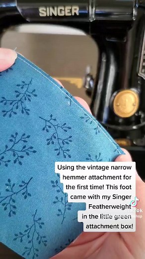 Opening up the green vintage attachment box is as exciting as it can be daunting! Recently, I decided to work my way through each of the attachments, learning the original purpose and utilization! Today, I decided to tackle the Narrow Hemmer Attachment. This darling *little* (and I mean little!) foot is used to quickly and accurately create a perfectly narrow seam. According to page 74 in the Singer Machine Sewing Book, using the Narrow Hemmer to create a hemmed seam is very practical to use "on