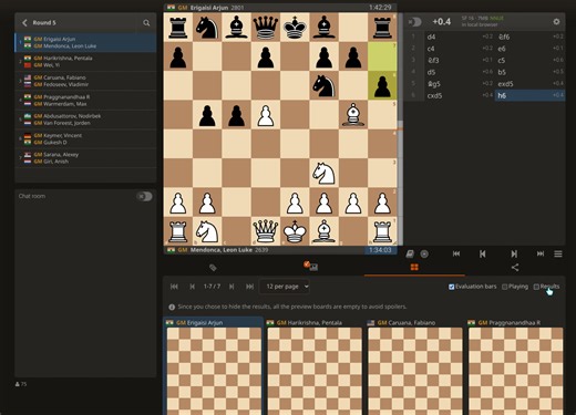 1K views · 15 reactions | Replay all our broadcast games now without spoilers! Turn off the "Results" toggle on a broadcast tournament page and the results of the games will be hidden - including the moves until you make them on the board. Try it now with the Tata Steel Masters: https://lichess.org/broadcast/tata-steel-chess-2025--masters/jR0BiOwR | lichess.org | Facebook