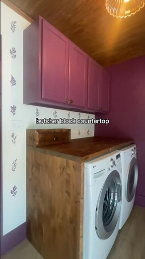 DIY butcher block countertops 👏 #laundryroommakeover #butcherblockcountertop #diy